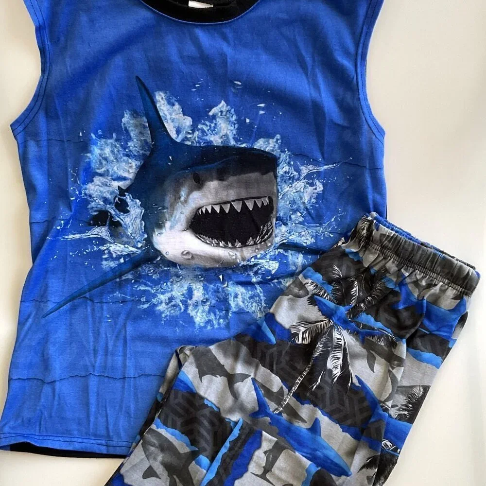SHARK PAJAMAS LOUNGWEAR SHORTS AND SHIRT